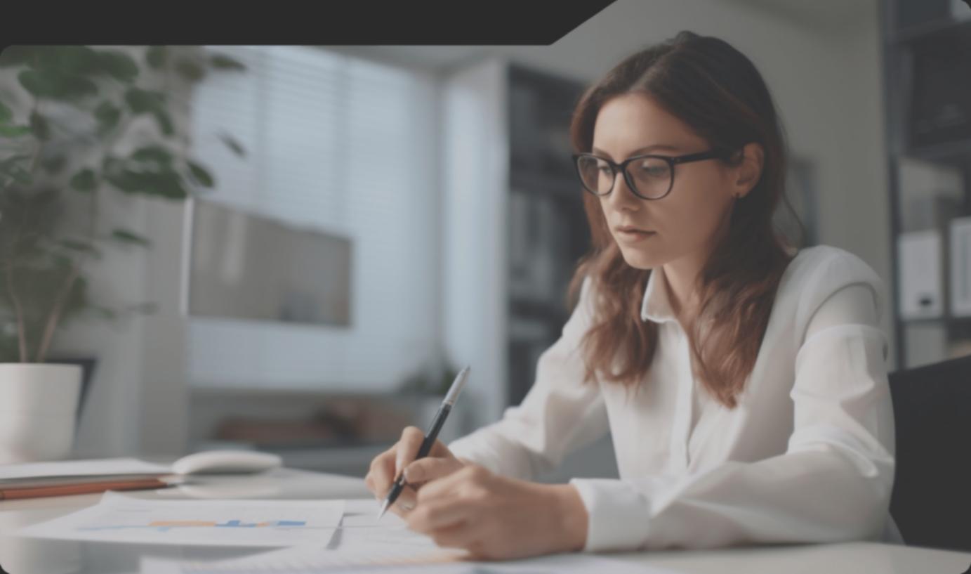 Persona revisando documentos financieros y planificando presupuesto mensual
